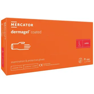 Mănuși din latex fără pudră, corp, strat interior din polimer, 100 buc., DERMAGEL COATED. Mănuși din latex fără pudră, corp, strat interior din polimer, 100 buc., DERMAGEL COATED.