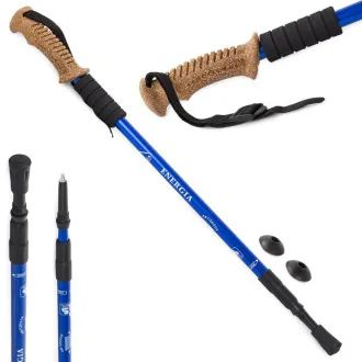 Bețe de trekking pentru nordic walking cu mâner ergonomic din plută, 135 cm, 2 buc.