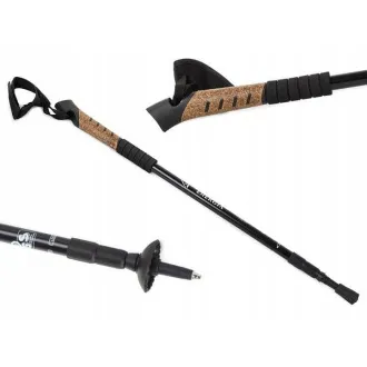 Bețe de trekking pentru mers nordic cu mâner din plută, 135 cm, 2 buc.
