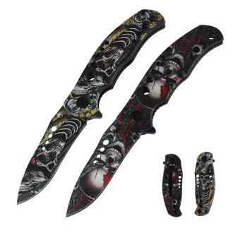 Cuțit tactic pliabil SKULL 20 cm