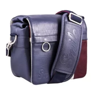Geanta aparat foto, piele ecologica/poliester, albastra, Urban Nomad Wind S, cu curea, Smile, LA REDUCERE