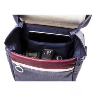 Geanta aparat foto, piele ecologica/poliester, albastra, Urban Nomad Wind S, cu curea, Smile, LA REDUCERE