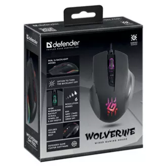 Mouse cu fir Defender Wolverine GM-700L RGB, negru, 12800 DPI