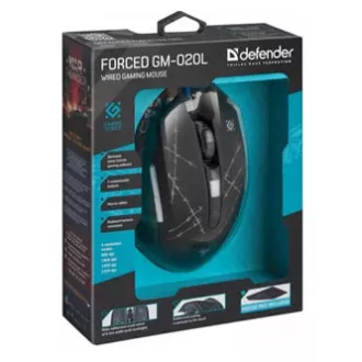 Mouse cu fir, Defender Forced GM-020L, negru, optic, 3200 DPI Mouse cu fir, Defender Forced GM-020L, negru, optic, 3200 DPI