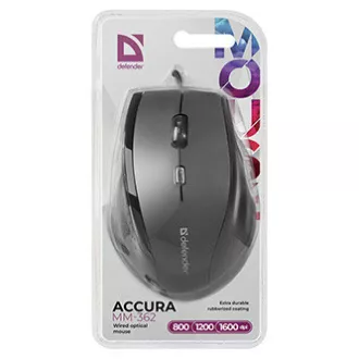 Mouse cu fir, Defender Accura MM-362, negru, optic, 1600 DPI, LA VANZARE