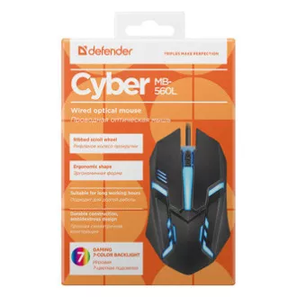 Mouse cu fir Defender Cyber MB-560L, negru, 1200DPI Mouse cu fir Defender Cyber MB-560L, negru, 1200DPI