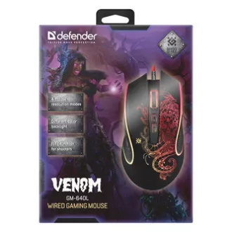Mouse cu fir Defender Venom GM-640L, negru, 7200 DPI