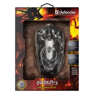 Mouse cu fir, Defender Overmatch GM-069, negru, optic, 2400 DPI, REDUCERE
