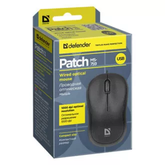 Mouse cu fir Defender Patch MS-759, negru, 1000DPI Mouse cu fir Defender Patch MS-759, negru, 1000DPI
