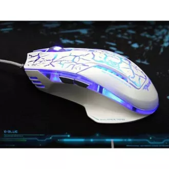 Mouse cu fir E-blue Mazer Pro, alb-albastru, 2500DPI, e-box