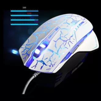 Mouse cu fir E-blue Mazer Pro, alb-albastru, 2500DPI, e-box