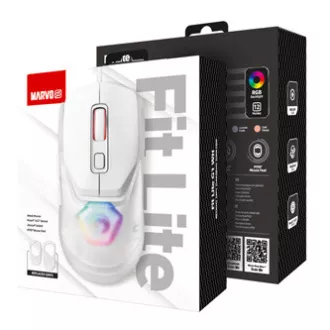 Mouse cu fir Marvo FIT LITE G1, alb, 12000DPI, + CADOU