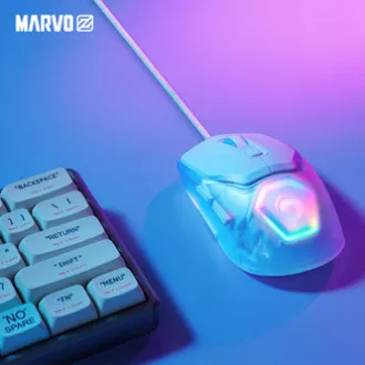 Mouse cu fir Marvo FIT LITE G1, alb, 12000DPI, + CADOU