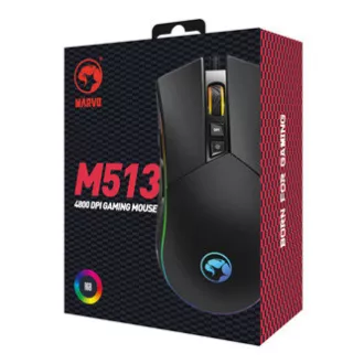 Mouse cu fir, Marvo M513, negru-argintiu, optică, 6400DPI, ÎN VÂNZARE