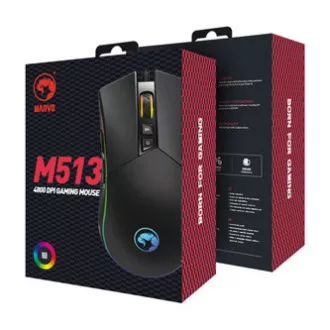 Mouse cu fir, Marvo M513, negru-argintiu, optică, 6400DPI, ÎN VÂNZARE