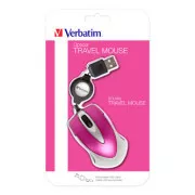 Mouse cu fir, Verbatim Go Mini 49021, roz, optic, 1000 DPI