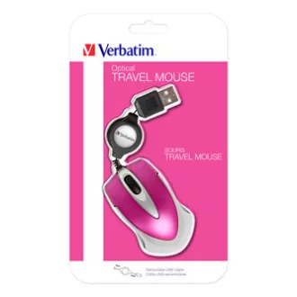 Mouse cu fir, Verbatim Go Mini 49021, roz, optic, 1000 DPI
