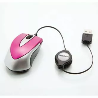 Mouse cu fir, Verbatim Go Mini 49021, roz, optic, 1000 DPI