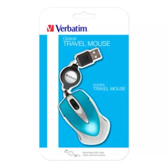 Mouse cu fir, Verbatim Go Mini 49022, albastru, optic, 1000 DPI