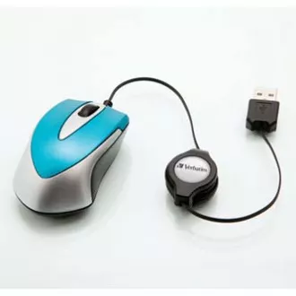 Mouse cu fir, Verbatim Go Mini 49022, albastru, optic, 1000 DPI