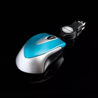 Mouse cu fir, Verbatim Go Mini 49022, albastru, optic, 1000 DPI