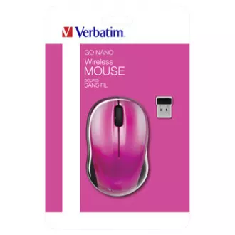 Mouse fără fir, Verbatim Go Nano 49043, roz, optic, 1600 DPI