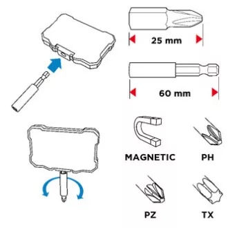 Set de biți, 56H614, 8 biți + bit magnetic 1/4", rezoluție de culoare biți, grafit Set de biți, 56H614, 8 biți + bit magnetic 1/4", rezoluție de culoare biți, grafit