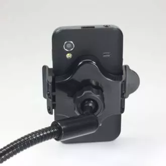 Suport pentru telefon mobil, PDA, Logo GPS articulat, pentru masina, latime reglabila, negru, plastic, cu adaptor USB 1.5 A, negru, mobil