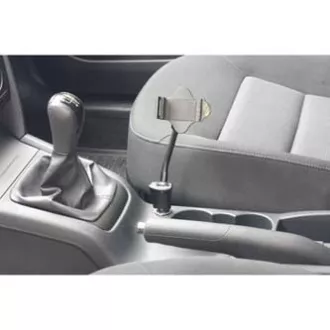 Suport pentru telefon mobil, PDA, Logo GPS articulat, pentru masina, latime reglabila, negru, plastic, cu adaptor USB 1.5 A, negru, mobil