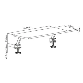 Stand sub monitor, atașabil la masă, negru, oțel, PAL, capacitate de încărcare 20 kg, Powerton, ergo