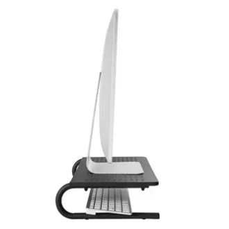 Piedestal sub monitor, spațiu pentru tastatură, negru, oțel-plastic, capacitate de încărcare 20 kg, Powerton, ergo Piedestal sub monitor, spațiu pentru tastatură, negru, oțel-plastic, capacitate de încărcare 20 kg, Powerton, ergo