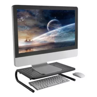 Piedestal sub monitor, spațiu pentru tastatură, negru, oțel-plastic, capacitate de încărcare 20 kg, Powerton, ergo Piedestal sub monitor, spațiu pentru tastatură, negru, oțel-plastic, capacitate de încărcare 20 kg, Powerton, ergo