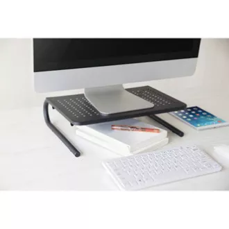 Piedestal sub monitor, spațiu pentru tastatură, negru, oțel-plastic, capacitate de încărcare 20 kg, Powerton, ergo Piedestal sub monitor, spațiu pentru tastatură, negru, oțel-plastic, capacitate de încărcare 20 kg, Powerton, ergo