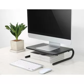 Piedestal sub monitor, spațiu pentru tastatură, negru, oțel-plastic, capacitate de încărcare 20 kg, Powerton, ergo Piedestal sub monitor, spațiu pentru tastatură, negru, oțel-plastic, capacitate de încărcare 20 kg, Powerton, ergo