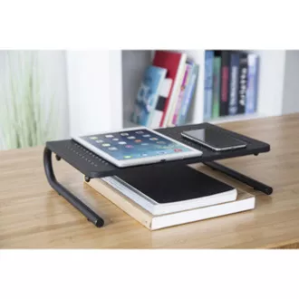 Piedestal sub monitor, spațiu pentru tastatură, negru, oțel-plastic, capacitate de încărcare 20 kg, Powerton, ergo Piedestal sub monitor, spațiu pentru tastatură, negru, oțel-plastic, capacitate de încărcare 20 kg, Powerton, ergo
