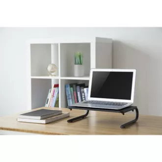 Piedestal sub monitor, spațiu pentru tastatură, negru, oțel-plastic, capacitate de încărcare 20 kg, Powerton, ergo Piedestal sub monitor, spațiu pentru tastatură, negru, oțel-plastic, capacitate de încărcare 20 kg, Powerton, ergo