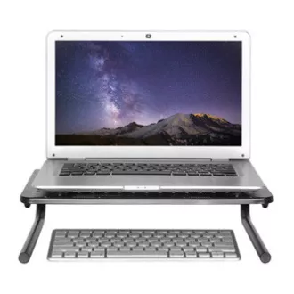 Piedestal sub monitor, spațiu pentru tastatură, negru, oțel-plastic, capacitate de încărcare 20 kg, Powerton, ergo Piedestal sub monitor, spațiu pentru tastatură, negru, oțel-plastic, capacitate de încărcare 20 kg, Powerton, ergo
