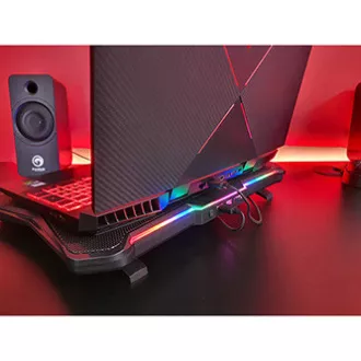 Suport laptop, FN-40, iluminare color, cu ventilator, negru-roșu, Marvo, cu hub cu 2 porturi, PRE-VÂNZARE Suport laptop, FN-40, iluminare color, cu ventilator, negru-roșu, Marvo, cu hub cu 2 porturi, PRE-VÂNZARE
