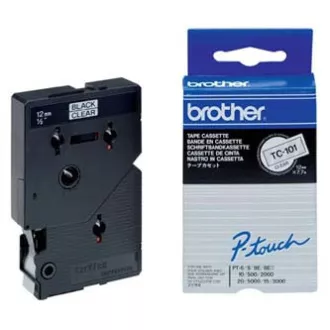 Bandă originală pentru imprimantă de etichete Brother, Brother, TC-101, imprimare neagră/bază translucidă, laminată, 7,7 m, 12 mm