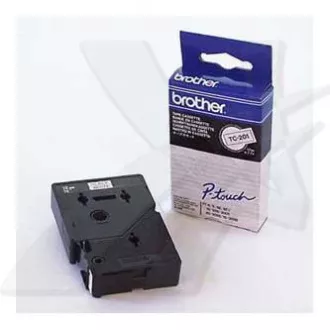 Bandă originală pentru imprimantă de etichete Brother, Brother, TC-201, imprimare neagră/fond alb, laminată, 7,7 m, 12 mm