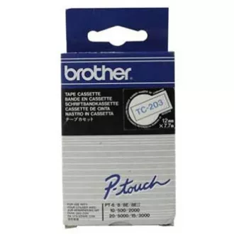 Bandă originală pentru imprimantă de etichete Brother, Brother, TC-203, imprimare albastră/fond alb, laminată, 7,7 m, 12 mm