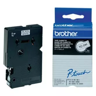 Bandă originală pentru imprimantă de etichete Brother, Brother, TC-291, imprimare neagră/fond alb, laminată, 7,7 m, 9 mm