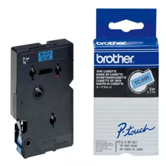 Bandă adezivă originală Brother pentru imprimantă de etichete, Brother, TC-591, imprimare neagră/fundal albastru, laminată, 7,7 m, 9 mm Bandă adezivă originală Brother pentru imprimantă de etichete, Brother, TC-591, imprimare neagră/fundal albastru, laminată, 7,7 m, 9 mm