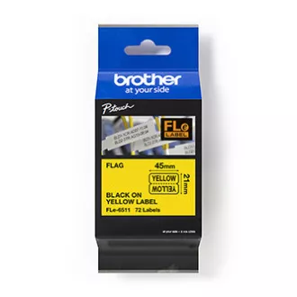 Bandă originală pentru imprimantă de etichete Brother, Brother, FLE-6511, imprimare neagră/suport galben, nelaminată, 21 mm, 45 mm x 10,5 mm, 72 buc.