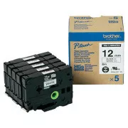 Bandă originală pentru imprimantă de etichete Brother, Brother, HGE-231, imprimare neagră/fond alb, 8m, 12mm, 5 bucăți per pachet, preț pe pachet