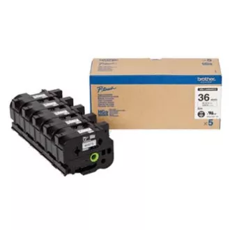 Bandă originală pentru imprimantă de etichete Brother, Brother, HGE-261, imprimare neagră/fond alb, 8m, 36mm, 5 bucăți per pachet, preț pe pachet