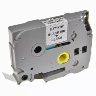 Bandă adezivă pentru etichete compatibilă G&G, pentru Brother, TZE-131, imprimare neagră/suport transparent, laminată, 8m, 12mm