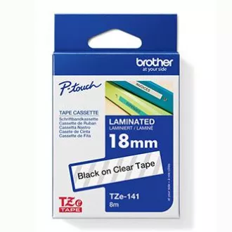 Bandă originală pentru imprimantă de etichete Brother, Brother, TZE-141, imprimare neagră/bază translucidă, laminată, 8m, 18mm