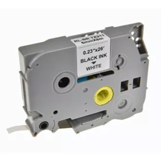 Bandă adezivă pentru etichete compatibilă G&G, pentru Brother, TZE-211, imprimare neagră/bază albă, laminată, 8m, 6mm