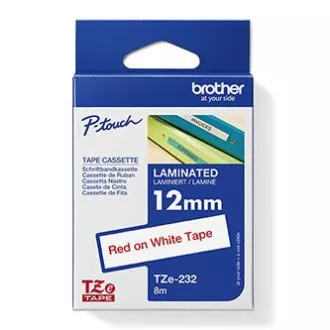 Bandă originală pentru imprimantă de etichete Brother, Brother, TZE-232, imprimare roșu/fond alb, laminată, 8m, 12mm